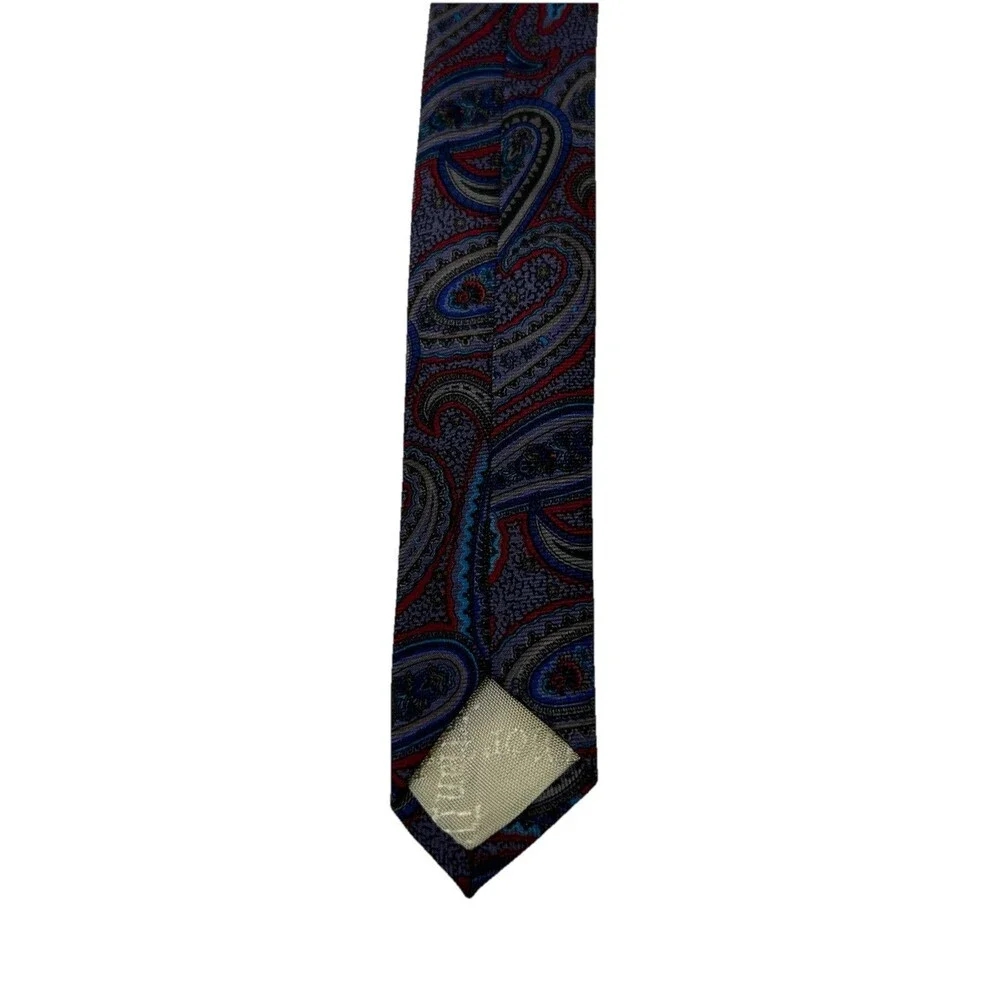 Christian Dior Red Blue Paisley Imported Silk Men's Necktie‎ 55.75